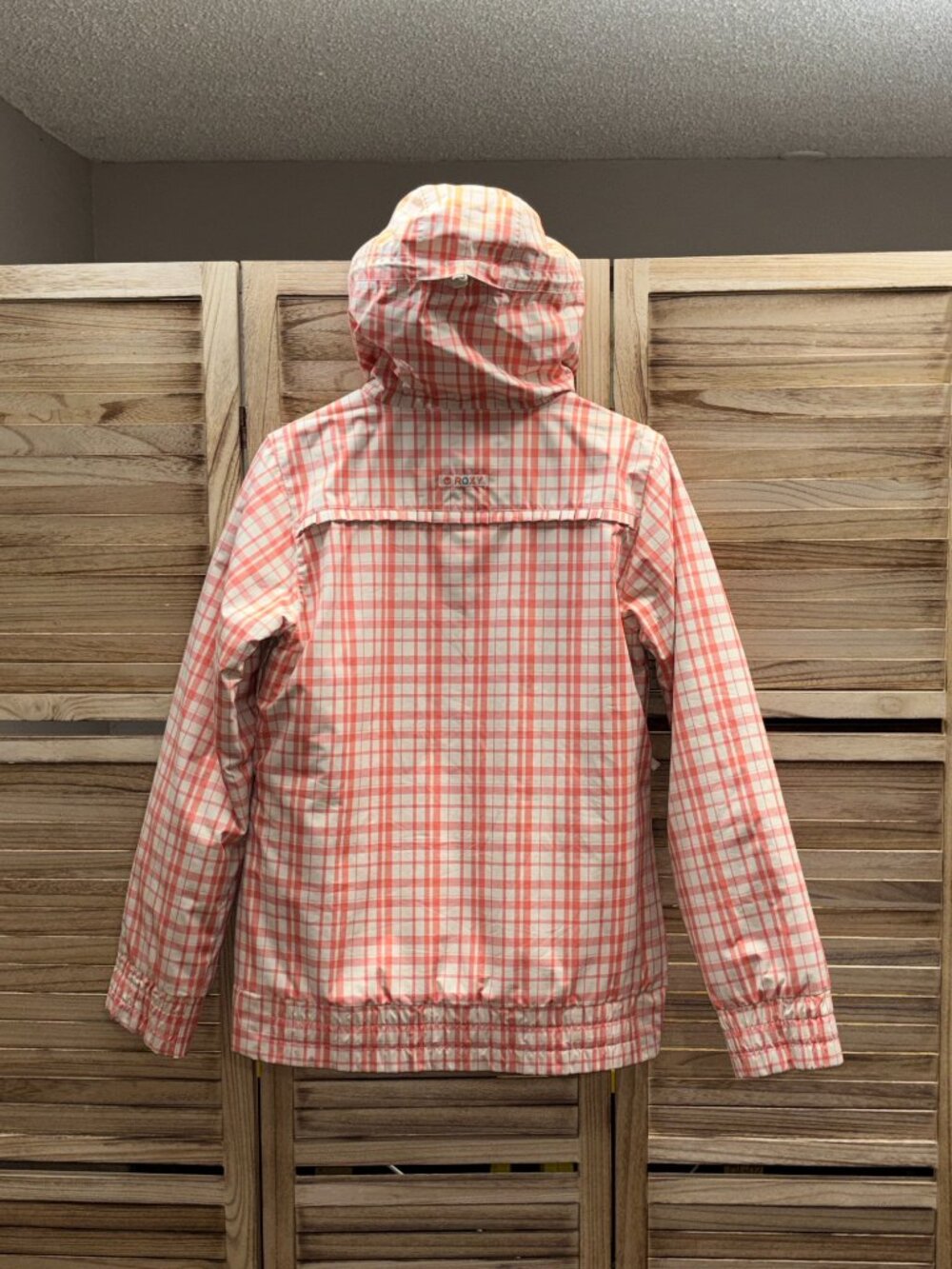 Roxy Greenprint Plaid Winter Jacket Cream Med M